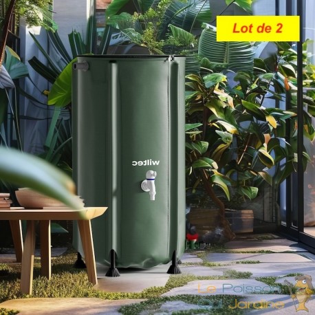 Lot de 2 Récupérateurs Eau de Pluie Pliables 100L Citernes Souples PVC avec Robinet