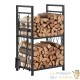 Range-Bûches d'Intérieur 2 Niveaux avec 4 Outils de Cheminée Acier 181kg