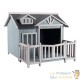Niche pour Chien Maison de Luxe XL Bois Grise avec Terrasse et Toit Bitumé