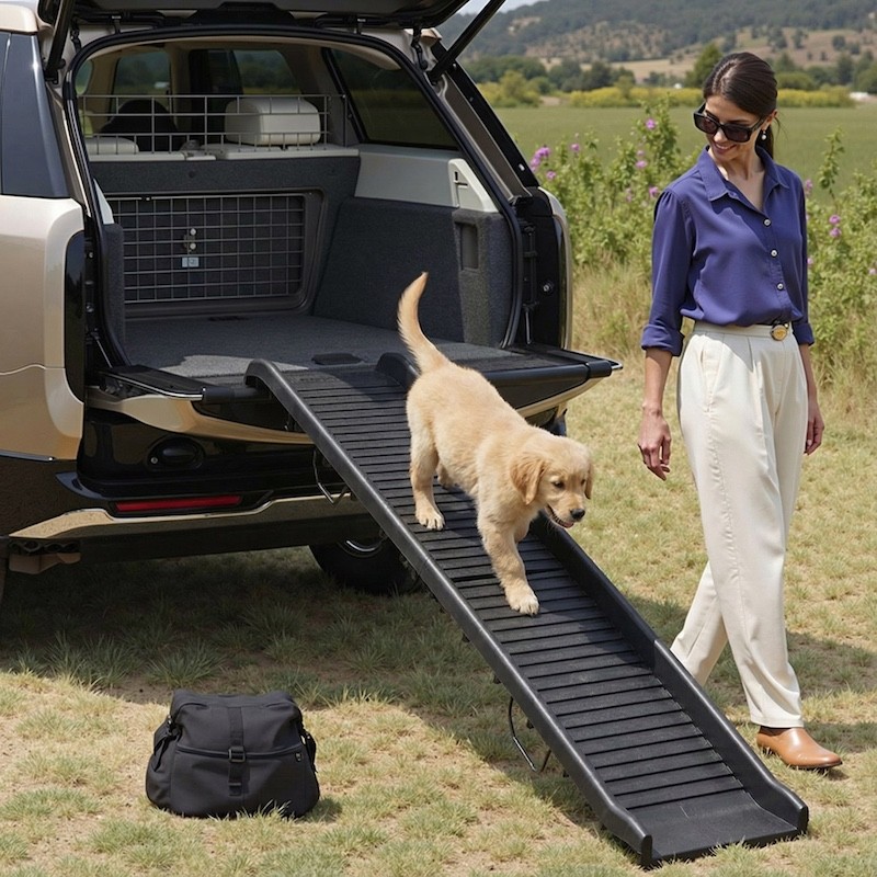 Rampe d'Accès Pliable pour Chien Voiture 156 x 40 cm Plastique Antidérapant 75kg