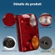 Kit Feux Arrière pour Remorque 5 Fonctions 12V Câble 5m Fiche 13 Broches
