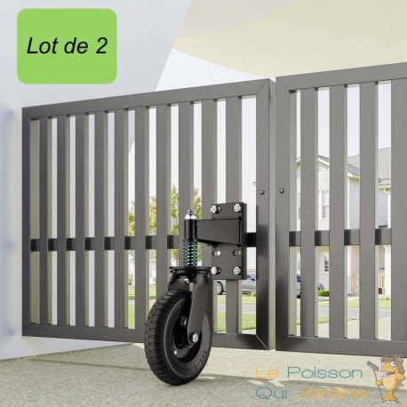 Lot de 2 Roulettes de Portail Pivotantes 360° Diamètre 200 mm Charge 275 kg