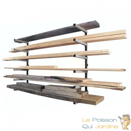 Étagère Murale Charge Lourde 6 Niveaux Rack Cantilever Bois et Tubes 300 kg