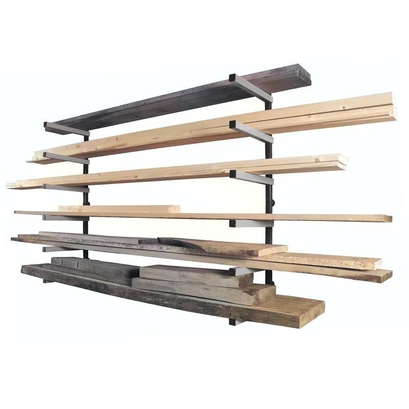 Étagère Murale Charge Lourde 6 Niveaux Rack Cantilever Bois et Tubes 300 kg