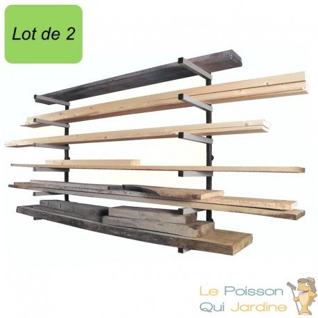 Étagère Murale Charge Lourde 6 Niveaux Rack Cantilever Bois et Tubes 300 kg