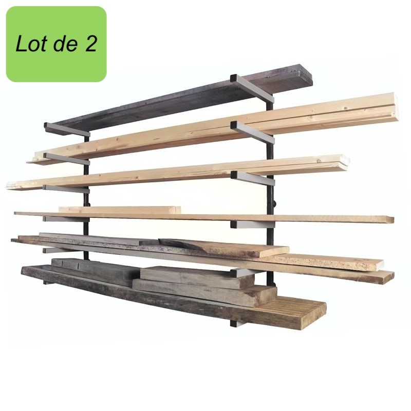 Lot de 2 Étagères Murales Charge Lourde 6 Niveaux Rack Cantilever 600 kg