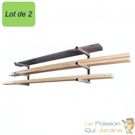 Étagère Murale Charge Lourde 3 Niveaux Rack Cantilever Bois et Tubes 150 kg