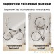 2 Supports Muraux Vélo Blanc Design Charge Max 25 kg avec Sangle de Maintien