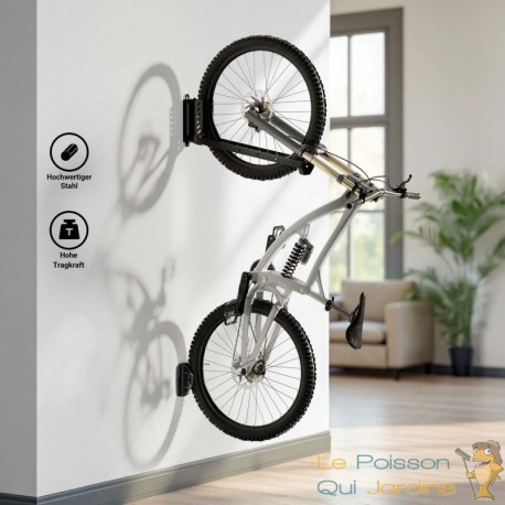 Range-Vélo Mural Pivotant et Télescopique Acier Charge Max 35 kg VAE & VTT