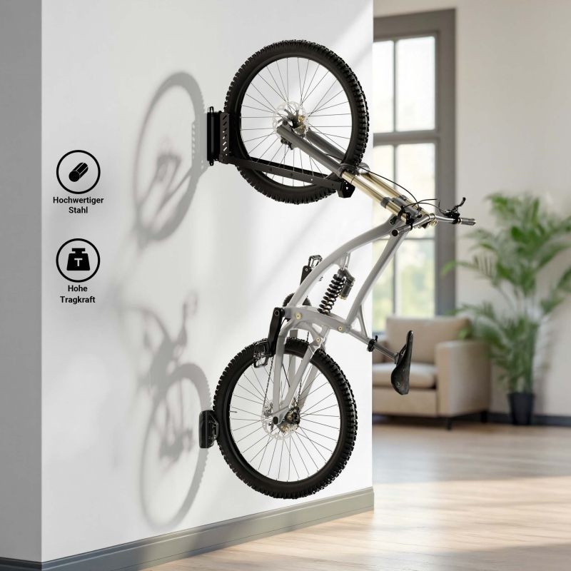 Range-Vélo Mural Pivotant et Télescopique Acier Charge Max 35 kg VAE & VTT