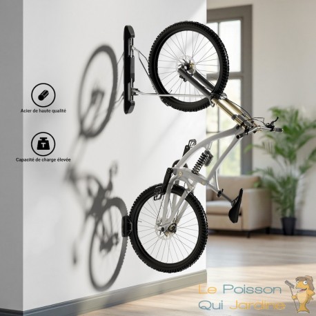 Range-Vélo Mural Rabattable Pivotant Charge Max 35 kg pour VTT & VAE
