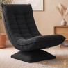 Fauteuil Relax Pivotant 360° Noir Velours Côtelé Dossier Réglable 5 Positions Pliable