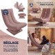 Fauteuil Relax Pivotant 360° Rose Foncé Velours Côtelé Dossier Réglable 5 Positions Pliable