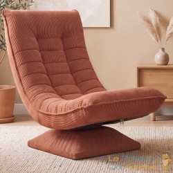 Fauteuil Relax Pivotant 360° Terracotta Velours Côtelé Dossier Réglable 5 Positions Pliable