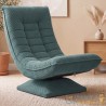 Fauteuil Relax Pivotant 360° Gris-Vert Velours Côtelé Dossier Réglable 5 Positions Pliable