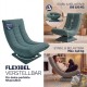 Lot de 2 : Fauteuil Relax Pivotant 360° Gris-Vert Velours Côtelé Dossier Réglable 5 Positions Pliable