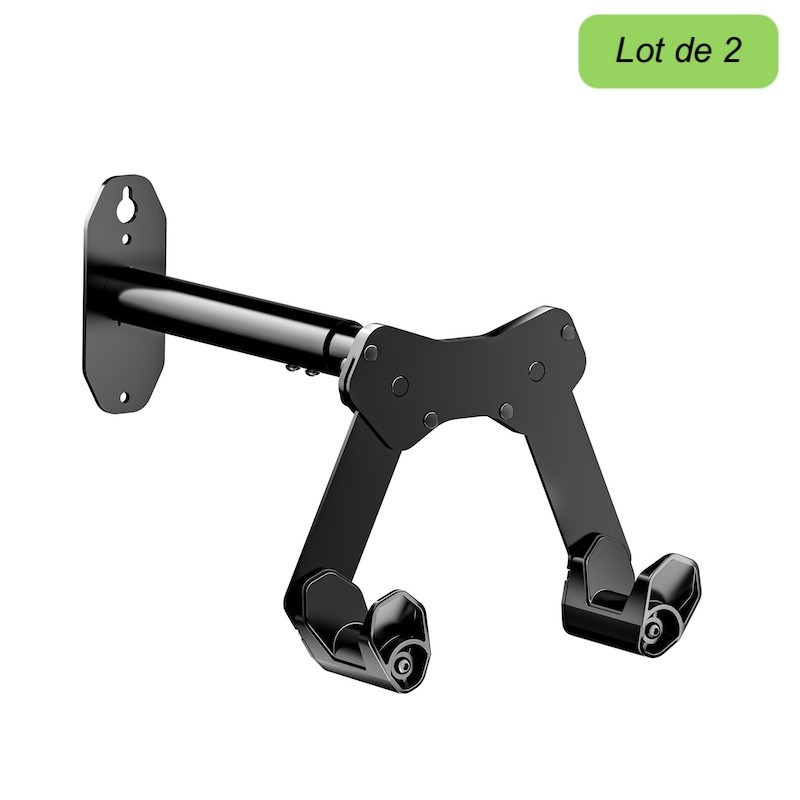 Lot de 2 Range-Vélos Muraux Orientables Charge 50 kg (2x25 kg) Supports Acier avec Sangling