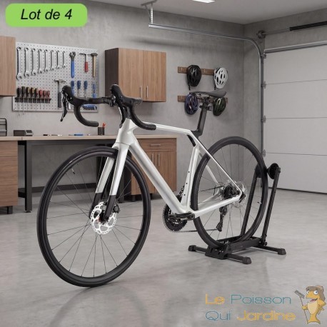 Lot de 4 Supports Vélos Autoporteurs Pliables par Roue Arrière 450x365x540 mm Charge 70 kg (2x35 kg)