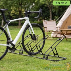 Lot de 2 : Râtelier Vélo Au Sol Modulaire 4 Places 1600x370x420 mm pour Roues 12 à 29 Pouces Acier SPCC