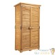 Armoire de Jardin en Bois d'Épicéa 870x465x1600 mm Abri à Outils 3 Compartiments Portes à Lamelles et Toit Bitumé