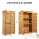 Armoire de Jardin en Bois d'Épicéa 870x465x1600 mm Abri à Outils 3 Compartiments Portes à Lamelles et Toit Bitumé