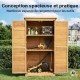 Armoire de Jardin en Bois d'Épicéa 870x465x1600 mm Abri à Outils 3 Compartiments Portes à Lamelles et Toit Bitumé