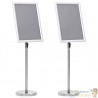 Lot de 2 Supports d'Affichage sur Pied A3 Télescopiques Cadres Pivotants Aluminium Argenté