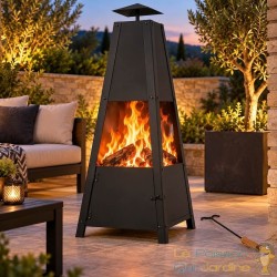Braséro de jardin Pyramide. Idéal Terrasse. Moderne et joli