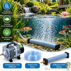 Set Aérateur Bulleur 22 cm Bassin De Jardin De 1500 À 4000 L. Pompe à air bassin + accessoires