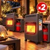 Lot de 2 Chauffages d'Appoint Gaz Infrarouge 4200W Radiants Mobiles 3 Plaques Céramiques