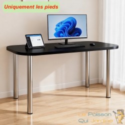 Lot de 4 Pieds de Table Réglables 710x60 mm en Acier Chromé Piètement Bureau Plan de Travail