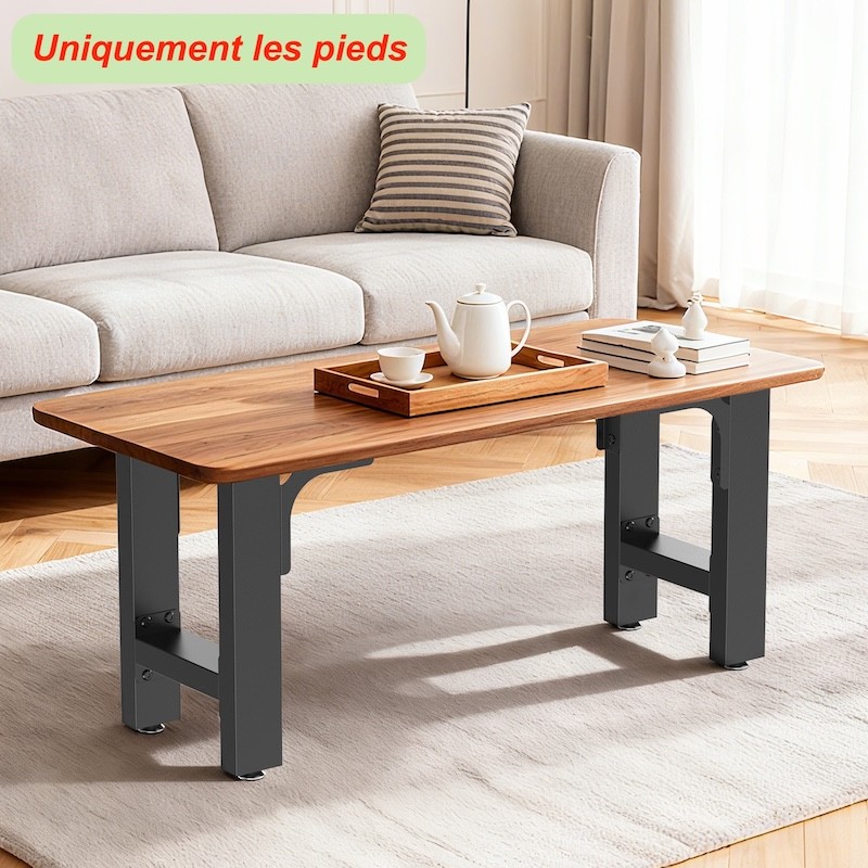 Pied de Table Basse / Chevet en Profil Carré 300x240x430 mm Acier Revêtement Poudre Noir