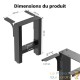 Pied de Table Basse / Chevet en Profil Carré 300x240x430 mm Acier Revêtement Poudre Noir