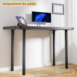 Lot de 4 Pieds de Table Réglables 870x60 mm en Acier Noir Piètement Bar Plan de Travail