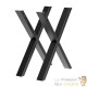 Pied de Table en Forme de X 600x40x720 mm Acier Revêtement Poudre Noir Piètement Bureau