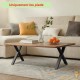 Pied de Table en Forme de X 600x40x720 mm Acier Revêtement Poudre Noir Piètement Bureau