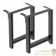 Pieds de Table en Profil Carré 600x240x720 mm Acier Revêtement Poudre Noir Piètement Bureau