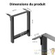 Pieds de Table en Profil Carré 600x240x720 mm Acier Revêtement Poudre Noir Piètement Bureau