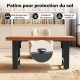 Pieds de Table en Profil Carré 600x240x720 mm Acier Revêtement Poudre Noir Piètement Bureau
