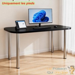 Lot de 4 Pieds de Table Réglables 870x60 mm en Acier Chromé Piètement Bar Plan de Travail