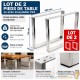Lot de 2 : Pied de Table en Acier Inoxydable V2A 800x80x730 mm Capacité 200 kg Patins en Feutre Piètement Bureau