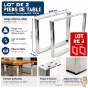 Lot de 2 Pieds de Table en Acier Inoxydable V2A 800x80x730 mm Capacité 200 kg Piètement Bureau