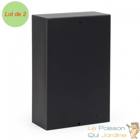 Multiprise de Jardin Quadruple 4 Prises 147x70x230 mm Forme Carrée Acier Inox Noir IP44