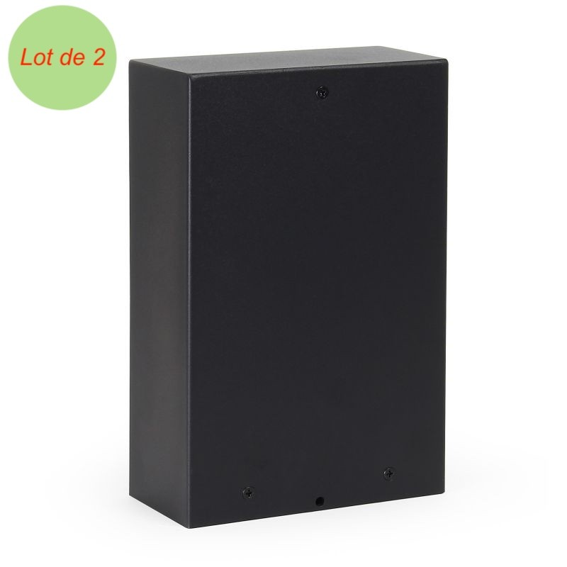 Lot de 2 Multiprises de Jardin Quadruples 4 Prises 147x70x230 mm Acier Inox Noir IP44
