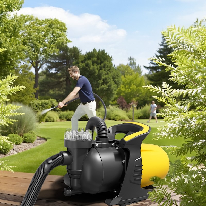 Pompe d'Arrosage de Jardin Électrique 1200W Refoulement 48 m Profondeur 8 m avec Préfiltre