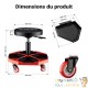 Tabouret d'Atelier Réglable en Hauteur 37 à 52 cm Mobile à Roulettes Charge 136 kg avec Tablette