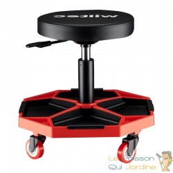 Tabouret d'Atelier Réglable en Hauteur 37 à 52 cm Mobile à Roulettes Charge 136 kg avec Tablette