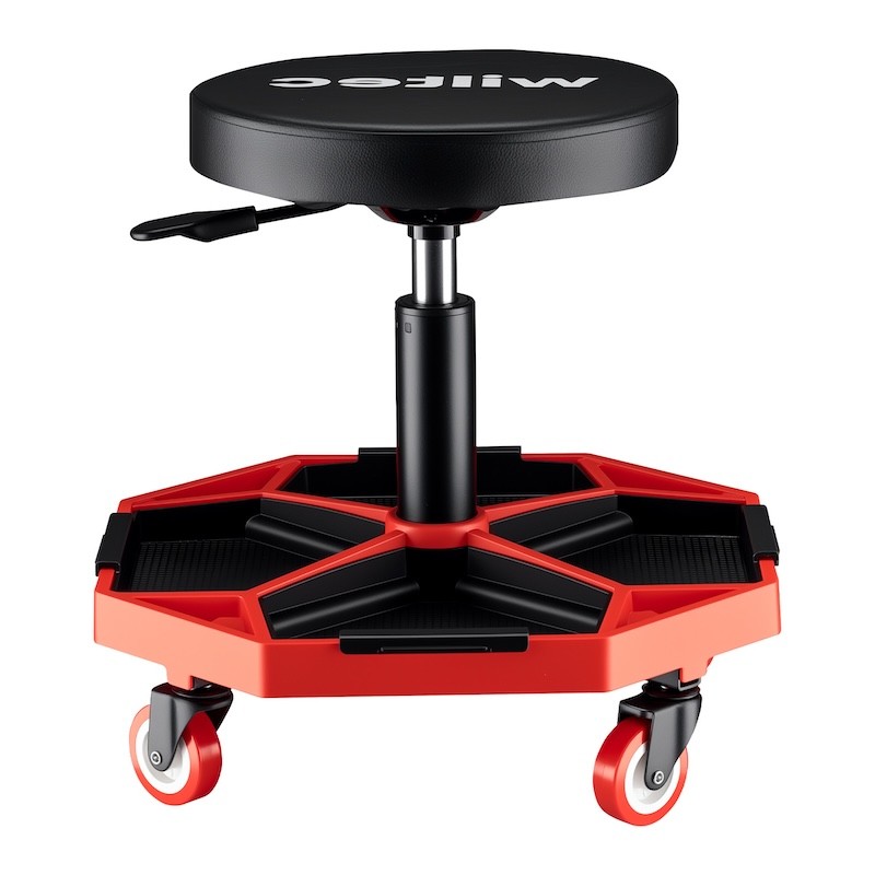 Tabouret d'Atelier Réglable en Hauteur 37 à 52 cm Mobile à Roulettes Charge 136 kg avec Tablette