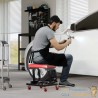 Tabouret de Mécanicien 37.5x36x38.5 cm Noir et Rouge Siège d'Atelier Mobile avec Plateau à Outils