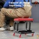 Tabouret de Mécanicien 37.5x36x38.5 cm Noir et Rouge Siège d'Atelier Mobile avec Plateau à Outils
